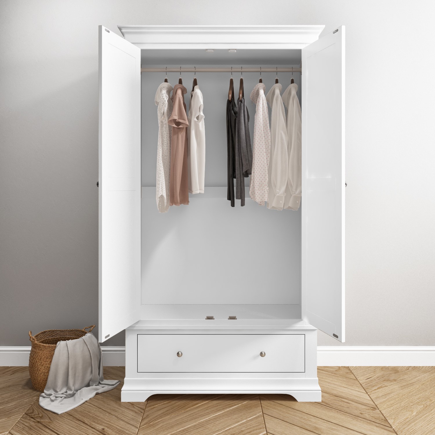 Read more about White 2 door 1 drawer wardrobe olivia